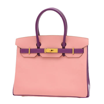 Hermes Women's Epsom Leather Handbag in Pink and Purple in Pink