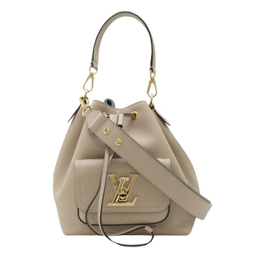 LOUIS VUITTON Women's Refined Leather Bucket Bag with Shoulder Strap - Excellent Condition in Beige