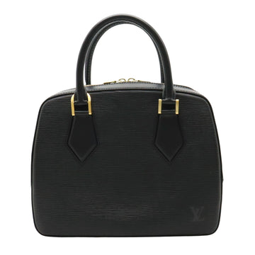 LOUIS VUITTON Women's Premium Leather Clean-Lined Bag with Emblematic Initials in Black