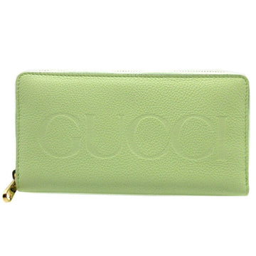 GUCCI Women's Green Leather Zip Around Long Wallet in Green