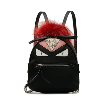FENDI Women's Timeless Black Leather Backpack with Unique Design and Excellent Condition in Black