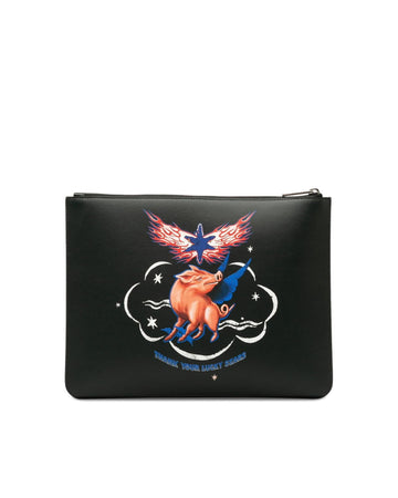 GIVENCHY Men's Zodiac Collection Leather Clutch Bag in Black