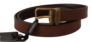 Dolce & Gabbana Men's Brown Leather Rustic Buckle Cintura Belt