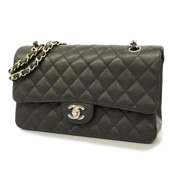 CHANEL Women's Elegant Black Caviar Leather Shoulder Bag by Famous French Brand - Excellent Condition in Black