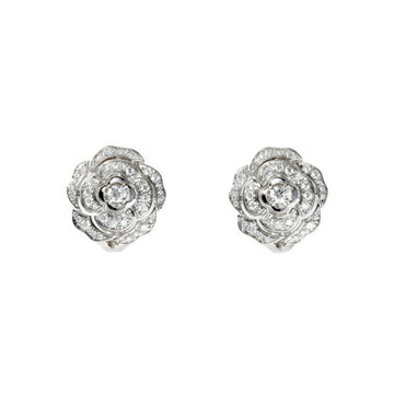 CHANEL Women's Feminine and Elegant Camellia Earring in White Gold by Famous French Designer in Silver