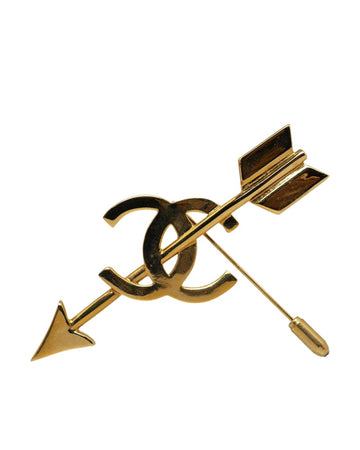 CHANEL Women's Vintage Gold Arrow Brooch CC 1993 in Gold