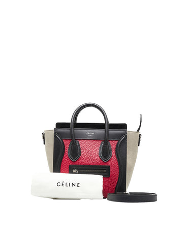 CELINE Women's Tricolor Leather Nano Luggage Bag by in Red