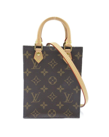 LOUIS VUITTON Women's Brown Monogram Petit Sac Plat Bag in Excellent Condition in Brown