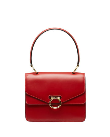 CELINE Women's Red Leather Gancini Handbag in Excellent Condition in Red