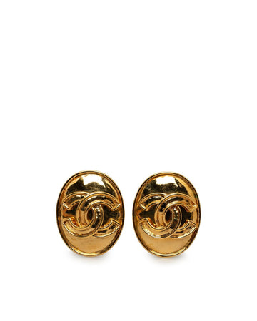CHANEL Women's Gold CC Clip On Earrings in Gold