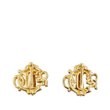 CHRISTIAN DIOR Women's Gold Plated Rhinestone Clip-On Earrings in Gold