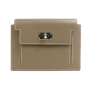 Hermes Unisex Elegant Grey Leather Wallet - Excellent Condition in Grey