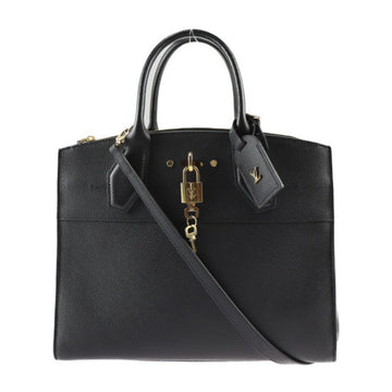 LOUIS VUITTON Women's Refined Leather City Bag with Golden Details in Black