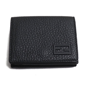 FENDI Unisex Black Leather Compact Wallet for Cards Bills and Coins in Black