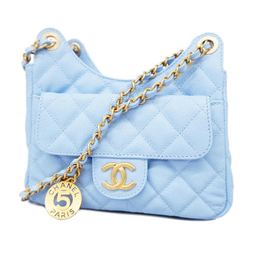 CHANEL Women's Luxurious Quilted Leather Shoulder Bag with Magnetic Closure in Blue