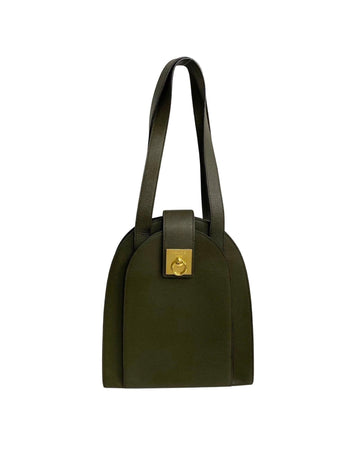 CELINE Women's Green Leather Tote Bag in Excellent Condition in Green
