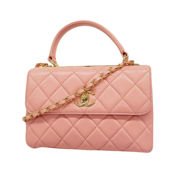 CHANEL Women's Luxurious Pink Leather Handbag with Gold Hardware in Pink