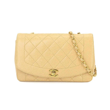 CHANEL Women's Beige Leather Shoulder Bag with Classic Silhouette in Beige