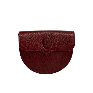 CARTIER Women's Luxurious Burgundy Leather Coin Purse with Timeless Design in Burgundy
