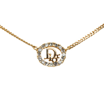 DIOR Logo Rhinestone Pendant Necklace Costume Necklace