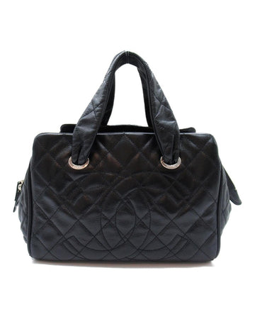 CHANEL Women's Black Quilted Caviar Bowler Bag with CC Logo in Black