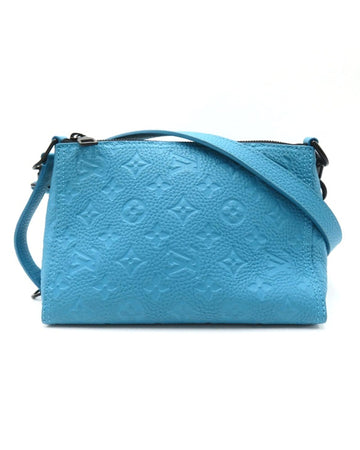 LOUIS VUITTON Women's Blue Monogram Empreinte Triangle Messenger Bag in Excellent Condition in Blue