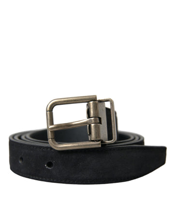 Dolce & Gabbana Men's Black Goat Leather Antique Metal Buckle Belt