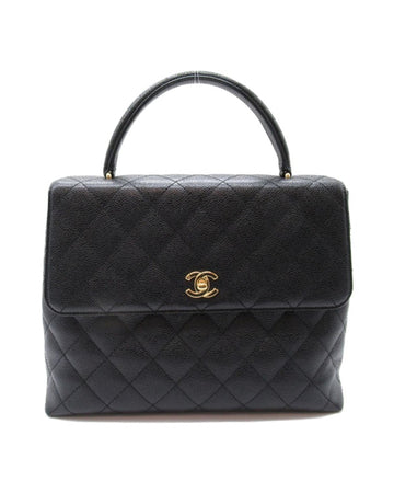 CHANEL Women's Black Caviar Kelly Handbag with CC Logo - Excellent Condition in Black