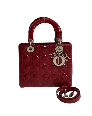 CHRISTIAN DIOR Women's Medium Cannage Patent Lady Bag in Red in Red