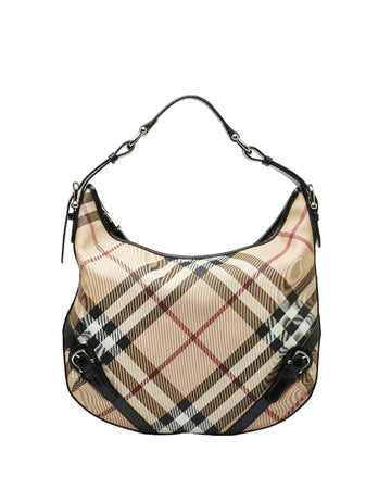 BURBERRY Women's Authentic Nova Check Borton Hobo Bag in Excellent Condition in Brown