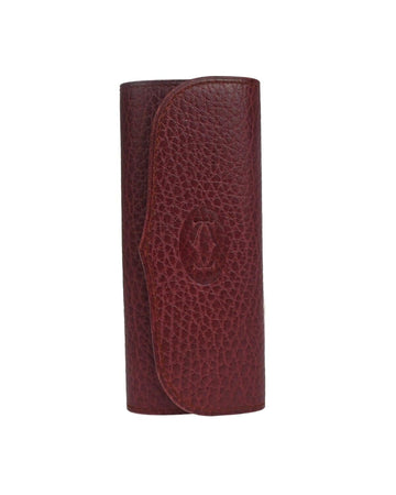 Cartier Women's Burgundy Leather Wallet-Style Key Ring in Burgundy
