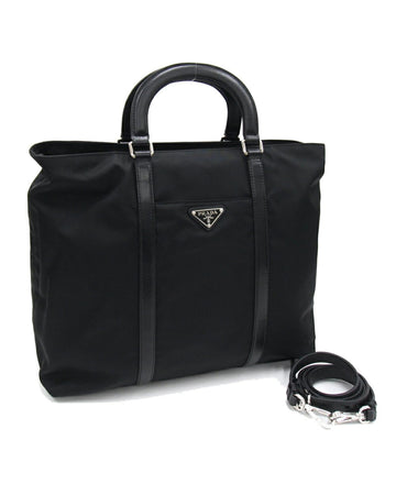 Prada Women's Timeless Black Nylon Handbag with Shoulder Strap - Excellent Condition in Black