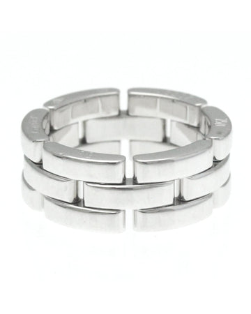 Cartier Women's Sleek White Gold Band Ring with Iconic Design in Silver