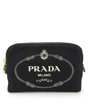 Prada Women's Canvas Zipper Pouch for Women in Black
