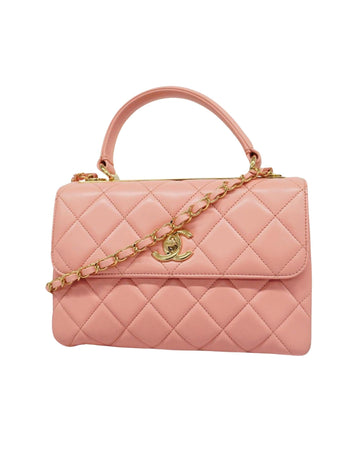 Chanel Women's Luxurious Pink Leather Handbag with Gold Hardware in Pink