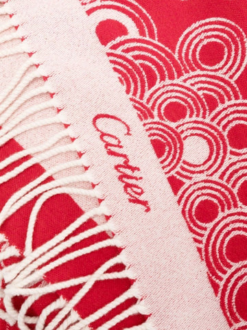 CARTIER Red Circular Pattern Stole
