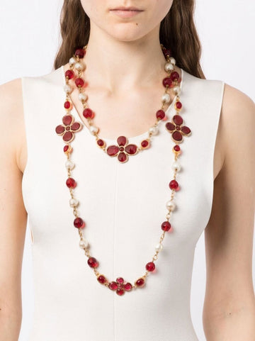 Gripoix Pearl Bead-Detailed Necklace