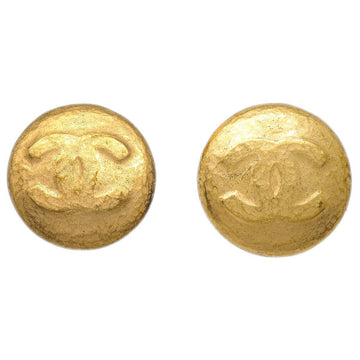 CHANEL Button Earrings Gold Clip-On 93P 19993