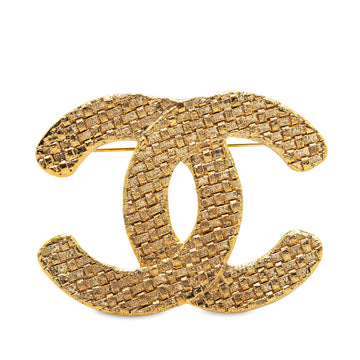 CHANEL Gold Plated CC Woven Brooch Costume Brooch