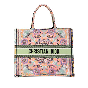 DIOR Cruise Large Lights Embroidered Multicolor Canvas Book Tote Tote Bag