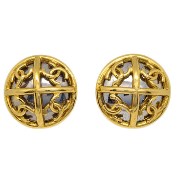 CHANEL Button Earrings Gold Clip-On 93P/2939 140314