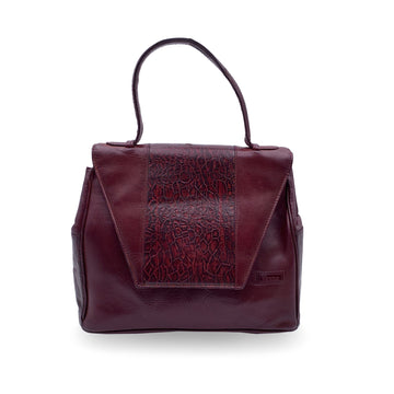 VERSACEGianni  Vintage Burgundy Embossed Leather Handbag Satchel