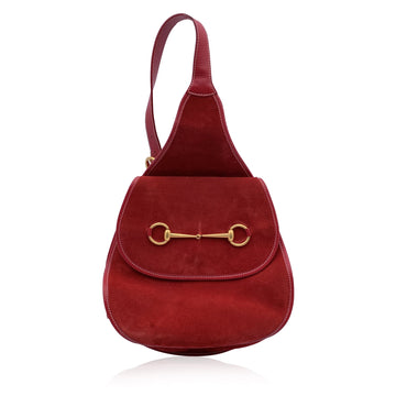 GUCCI Vintage Red Suede Horsebit Backpack Sling Shoulder Bag