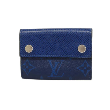 LOUIS VUITTON Tri-fold Wallet Taiga Rama Monogram Discovery Compact M67620 Cobalt Men's