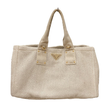 PRADA Tote Bag Canvas Canapa Beige