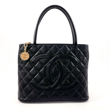 CHANEL Reprint Tote Matelasse Bag Matte Caviar Skin Black Women's O3123446