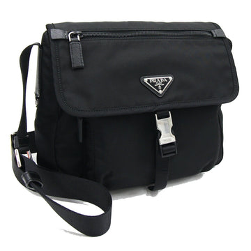 PRADA Shoulder Bag 1BD994 Black Nylon Leather Ladies Triangle