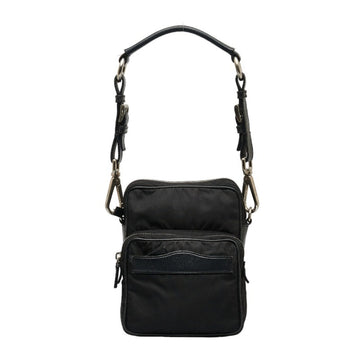 PRADA handbag black nylon leather women's