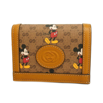 GUCCI Wallet Micro GG Mickey 602534 Leather Brown Women's