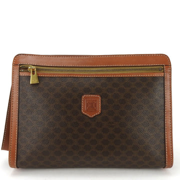 CELINE Second Bag Macadam Leather Brown Clutch Men's